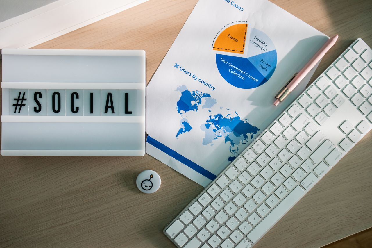 small business owner managing social media marketing